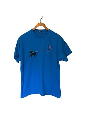 Bow Wow Walk K-9 2.5K T-Shirt Men's L Blue Charlottesville Albemarle SPCA